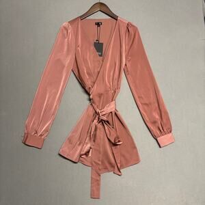 NBD Janet Mini Dress Mauve Dusty‎ Rose Wrap Mini Style Small